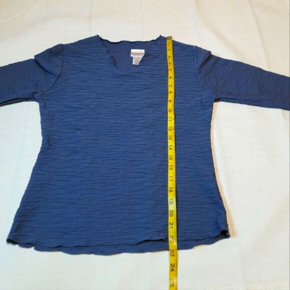 Haystacks Blue Indigo Crinkle Brazilian Surreal Textured Top Size Small - Picture 7 of 9